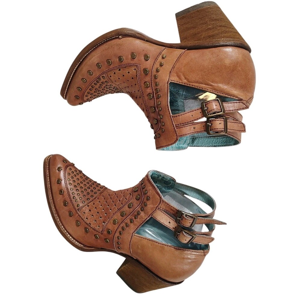 Corral Womens Studded Leather Western Ankle Boots Brown Cowgirl Booties Size 8 - Picture 5 of 8